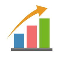 Colorful increasing bar graph icon vector