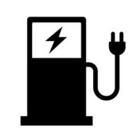 EV charging station and outlet silhouette icon. vector