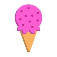 Strawberry cone ice cream icon vector