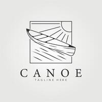 canoe or kayaking line art logo vintage illustration, logo emblem canoe vector