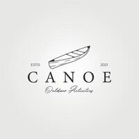 canoe boat line art logo vintage illustration design vector