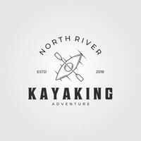 kayak line art logo vintage illustration vector