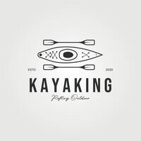 simple kayaking line art logo vintage illustration, sign and symbol vector