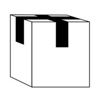 Black and white box line icon isolated on transparent background vector