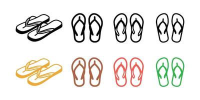 Set of Slippers icons. illustration in flat style vector
