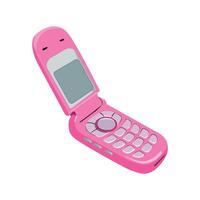 Cool pink retro flip mobile phone isolated on a white background vector