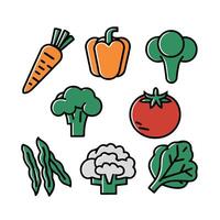 vegetables icon set for food related projects vector