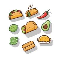 conjunto de iconos de comida mexicana vector