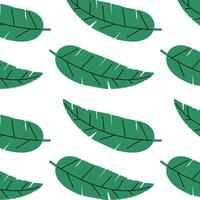 Pattern of tropical and palm leaves. Silhouettes green branches, leaves in minimalist flat style. Exotic summer background with leaves on white background. Print for gift wrapping, fabric, textile vector