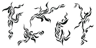conjunto de y2k estilo diseño elementos, fuego llamas, grietas, tatuajes neo tribal ilustraciones. vector