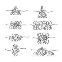Set of tangled lines. messy scribble set vector