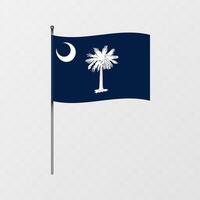 South Carolina state flag on flagpole. illustration. vector