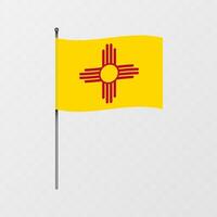 New Mexico state flag on flagpole. illustration. vector