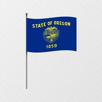 Oregon state flag on flagpole. illustration. vector