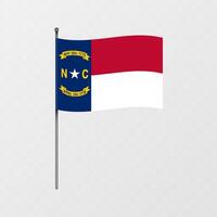 North Carolina state flag on flagpole. illustration. vector