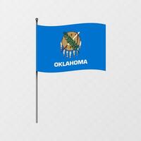 Oklahoma state flag on flagpole. illustration. vector