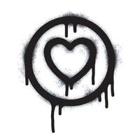 Spray graffiti heart sign painted in black on white. Love heart drop symbol. isolated on a white background. vector