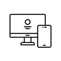 Desktop computer and smartphone device icons vector