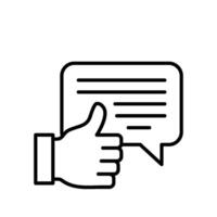 The feedback icon is a thumbs up and a message bubble vector