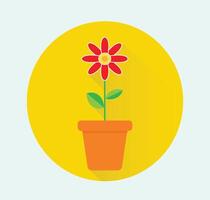 Flower pot with yellow and white background vector