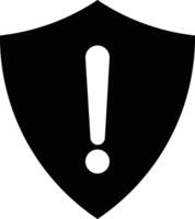 Shield warning icon isolated on white background . Shield with exclamation mark . Security alert icon vector
