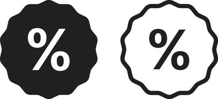 Percentage icon set in two styles isolated on white background . Discount icon vector