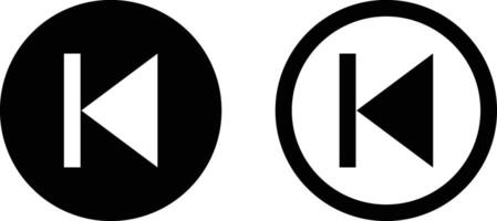 previous button icon set in two styles isolated on white background . Back button icon vector