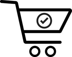 Completed order icon . Shopping Cart and check mark icon . Complete shopping paying icon vector