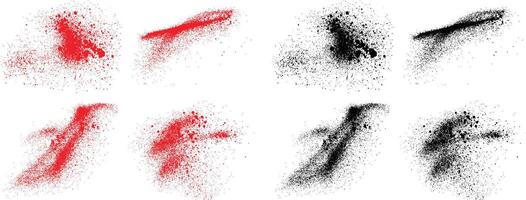 Set of grunge abstract black and red color splatter paint brushstroke vector