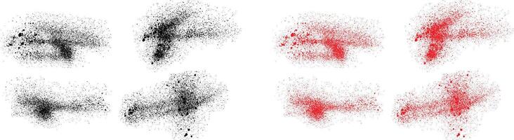 Grunge hand-drawn black and red color splatter blood illustration set vector