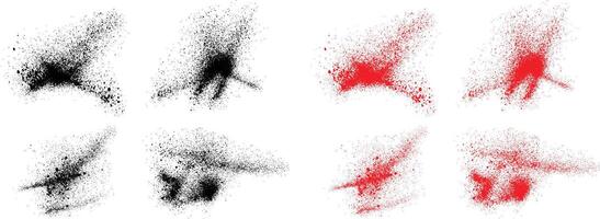 Abstract handmade black and red color blood brush stroke background set vector