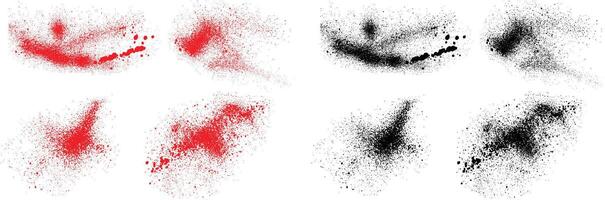 Set of bloodstain black and red color blood brush stroke vector