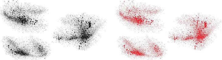 Distress set of black and red color bleed paint splatter background vector