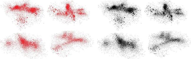 Brushstroke set of black and red color hand-drawn splatter background vector