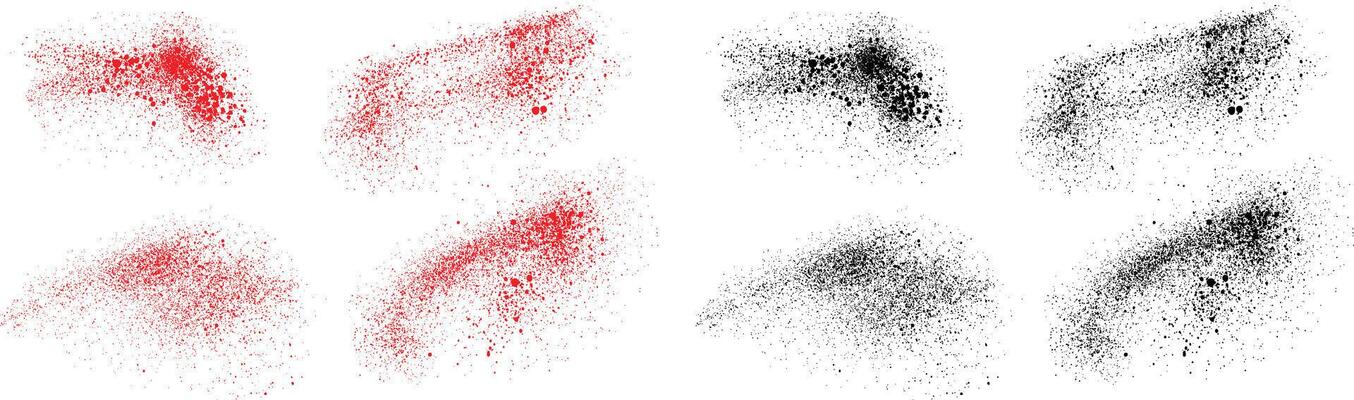 Hand-drawn splatter set of black and red color brush stroke illustration