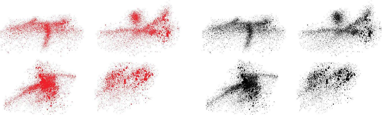 Grunge texture black and red color blood splatter illustration set