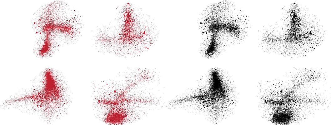 Abstract set of black and red color artistic splatter banner background