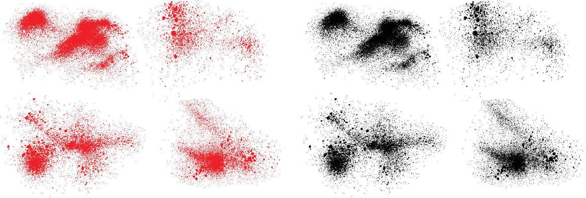 Distressed black and red color splatter ink banner background set