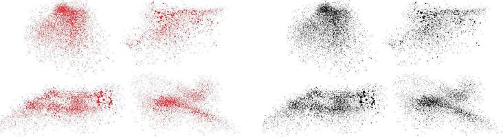 Set of ink black and red color blood splatter background vector