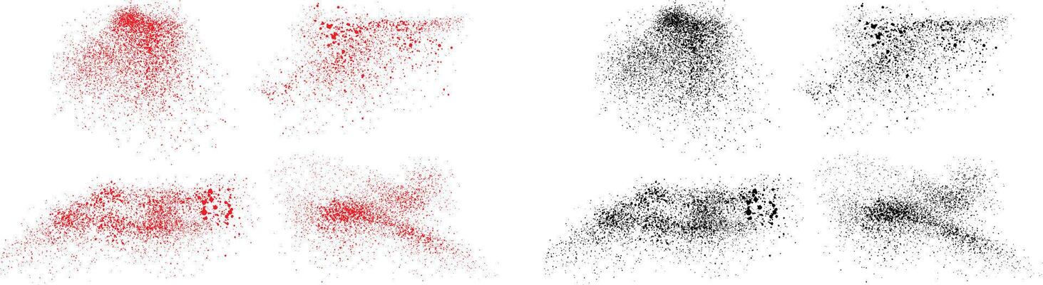 Set of ink black and red color blood splatter background