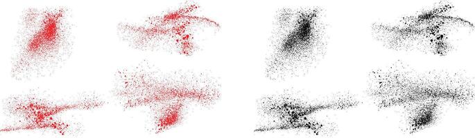 Brushstroke black and red color blood paint splatter set vector