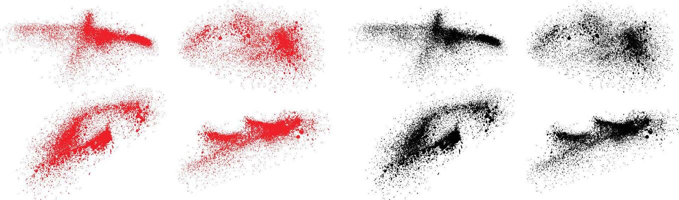 Ink brush stroke set of black and red color blood design