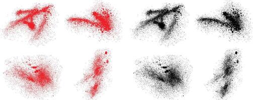 Set of black and red color blood splatter isolated background vector