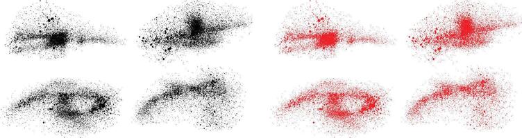 Ink blood splatter black and red color abstract paint background set vector