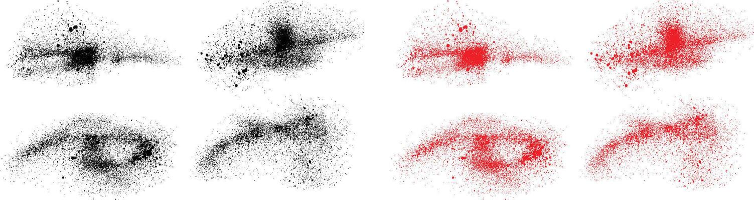 Ink blood splatter black and red color abstract paint background set