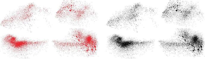 Brushstroke black and red color splatter texture background set vector