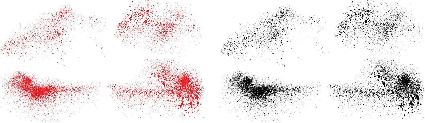 Brushstroke black and red color splatter texture background set
