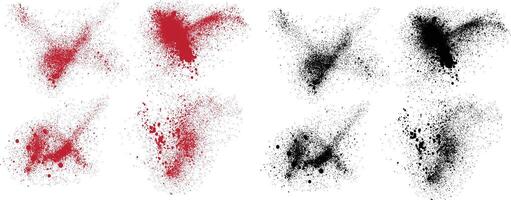 Brushstroke splatter black and red color elements background vector