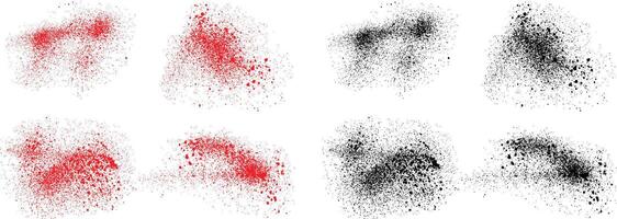 Grunge brush stroke set of black and red color paint splatter background set vector
