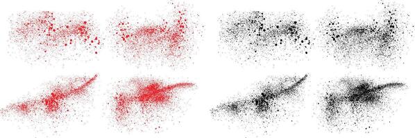 Ink grunge set of various black and red color ink splatter paint brush stroke background vector